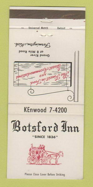 Botsford Inn - Old Matchbook (newer photo)